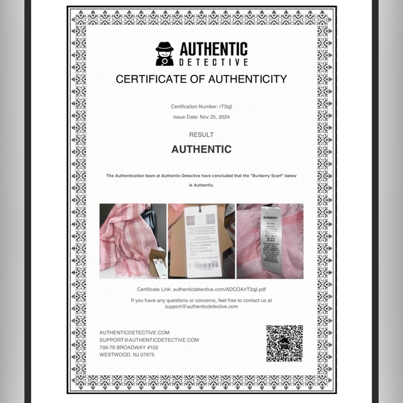 Burberry Pink Checkered Scarf - Picture 7 of 7